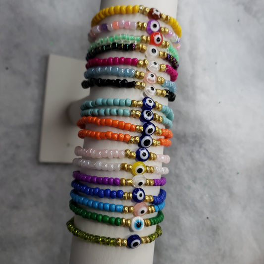 Beaded single  evil eye bracelets