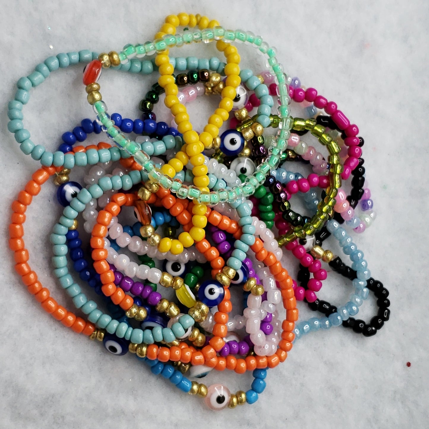 Beaded single  evil eye bracelets