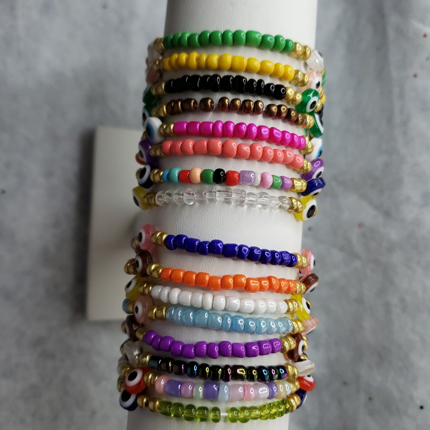 Multicolor triple evil eye bracelets