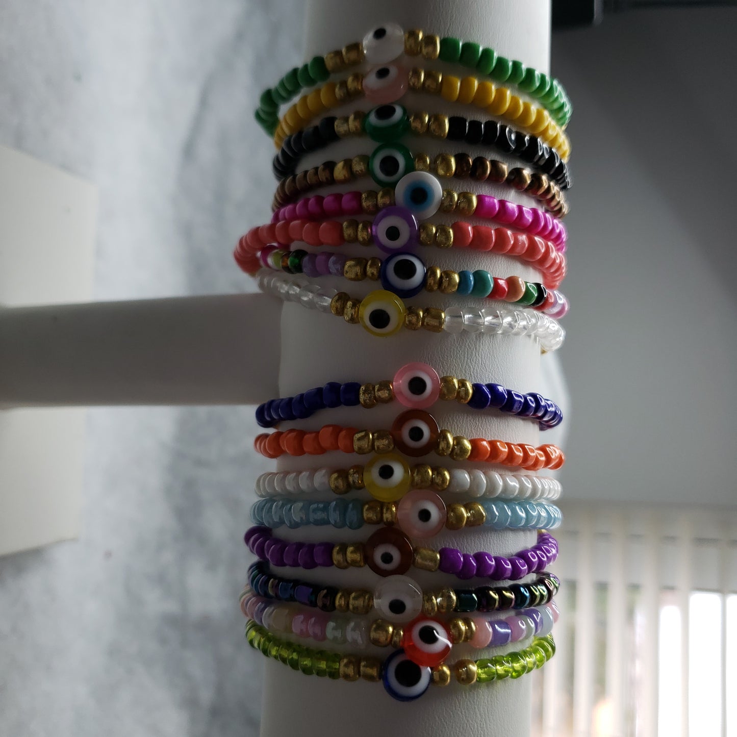 Multicolor triple evil eye bracelets