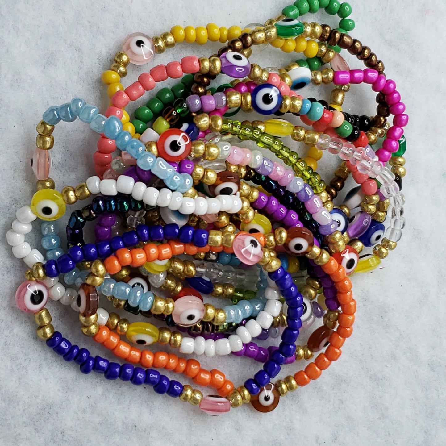 Multicolor triple evil eye bracelets