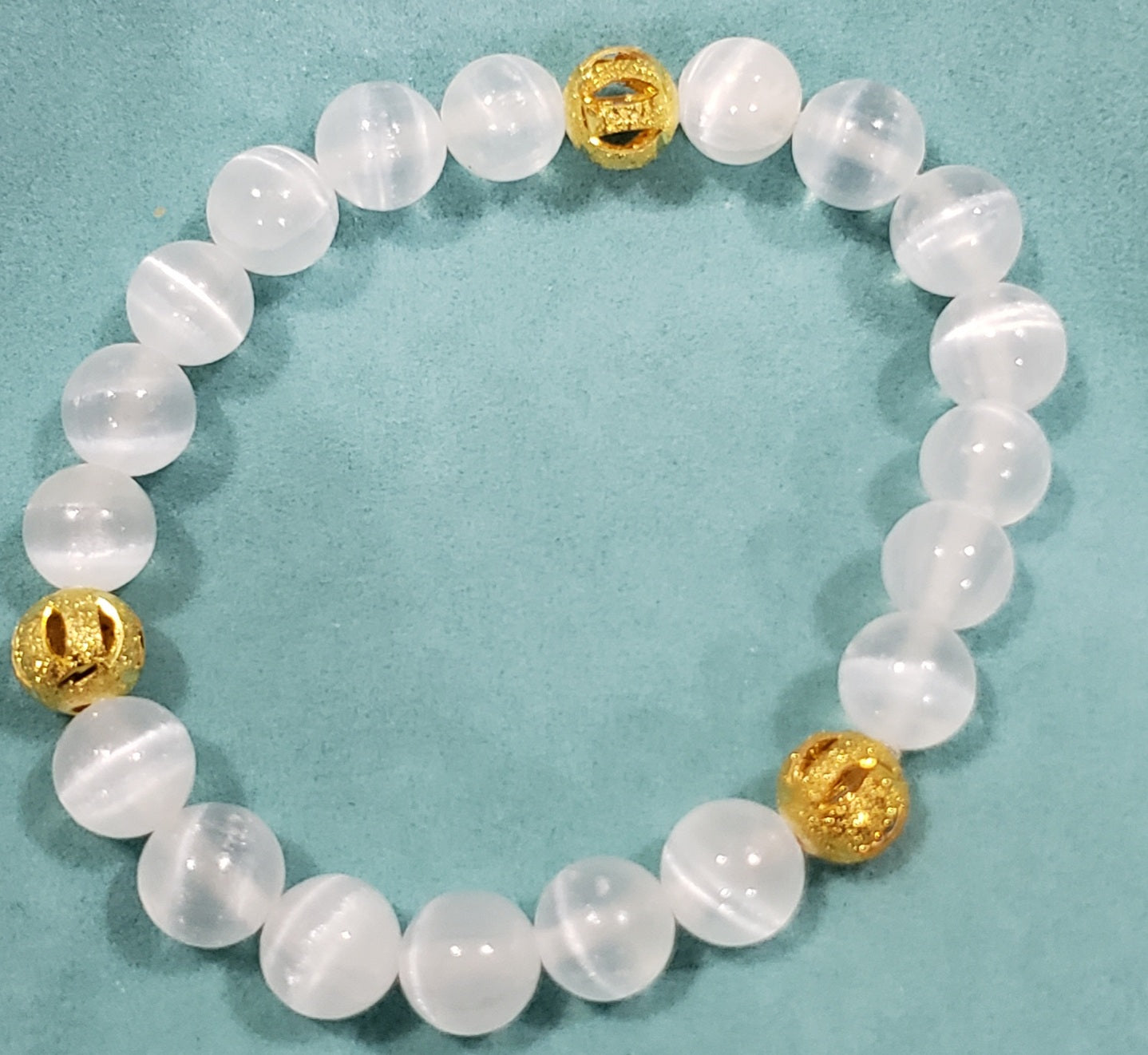 Golden luck white jade and gold bracelets