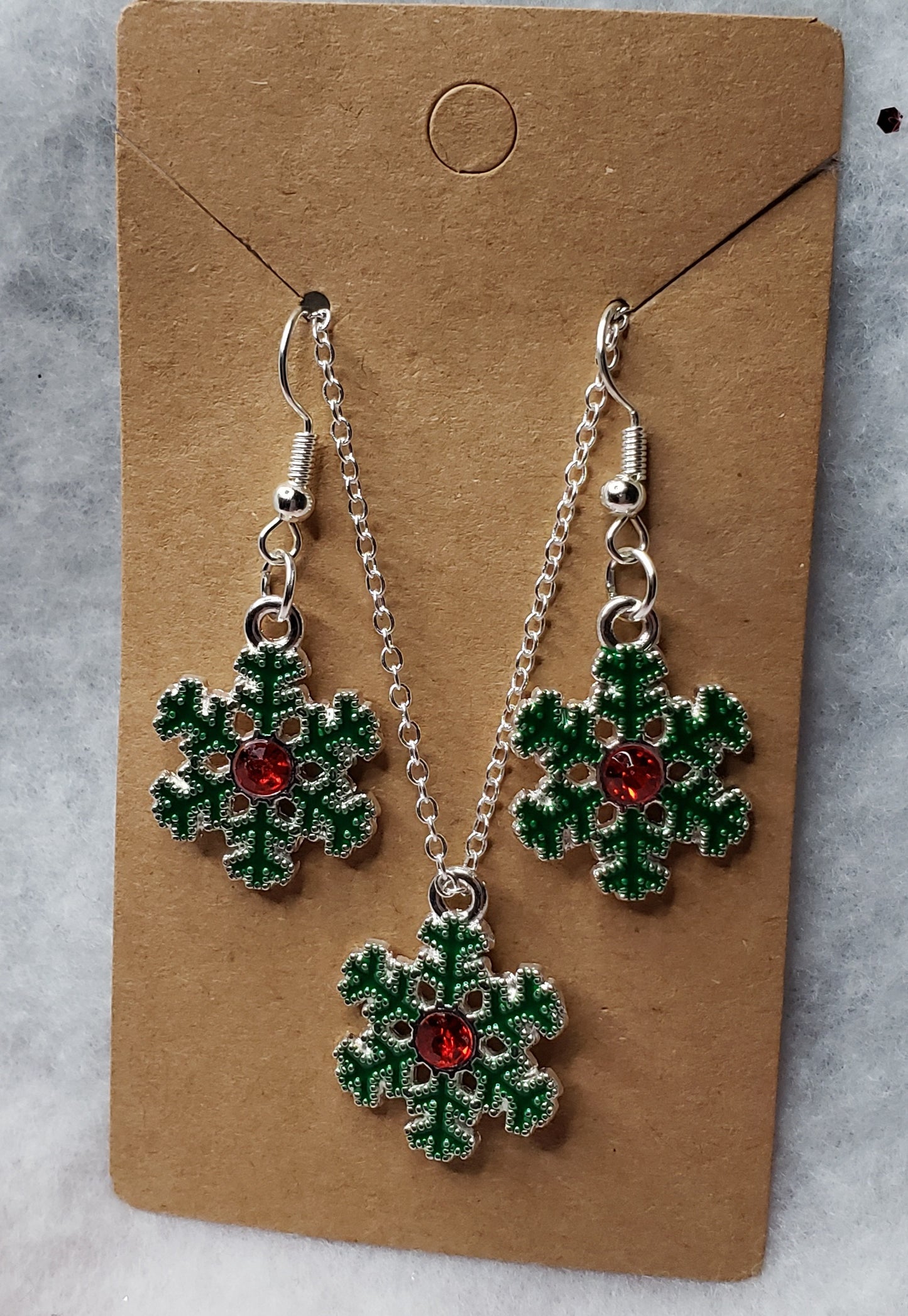 Christmas Earring and Necklace set (On a Silver Plated 18 Inch chain link)