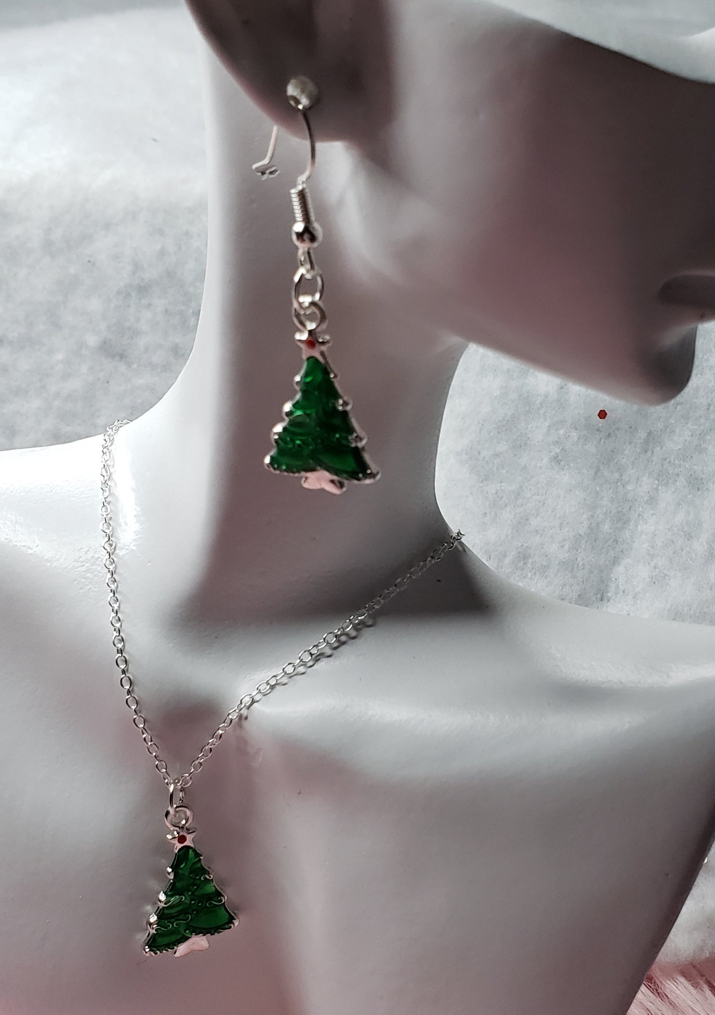 Christmas Earring and Necklace set (On a Silver Plated 18 Inch chain link)