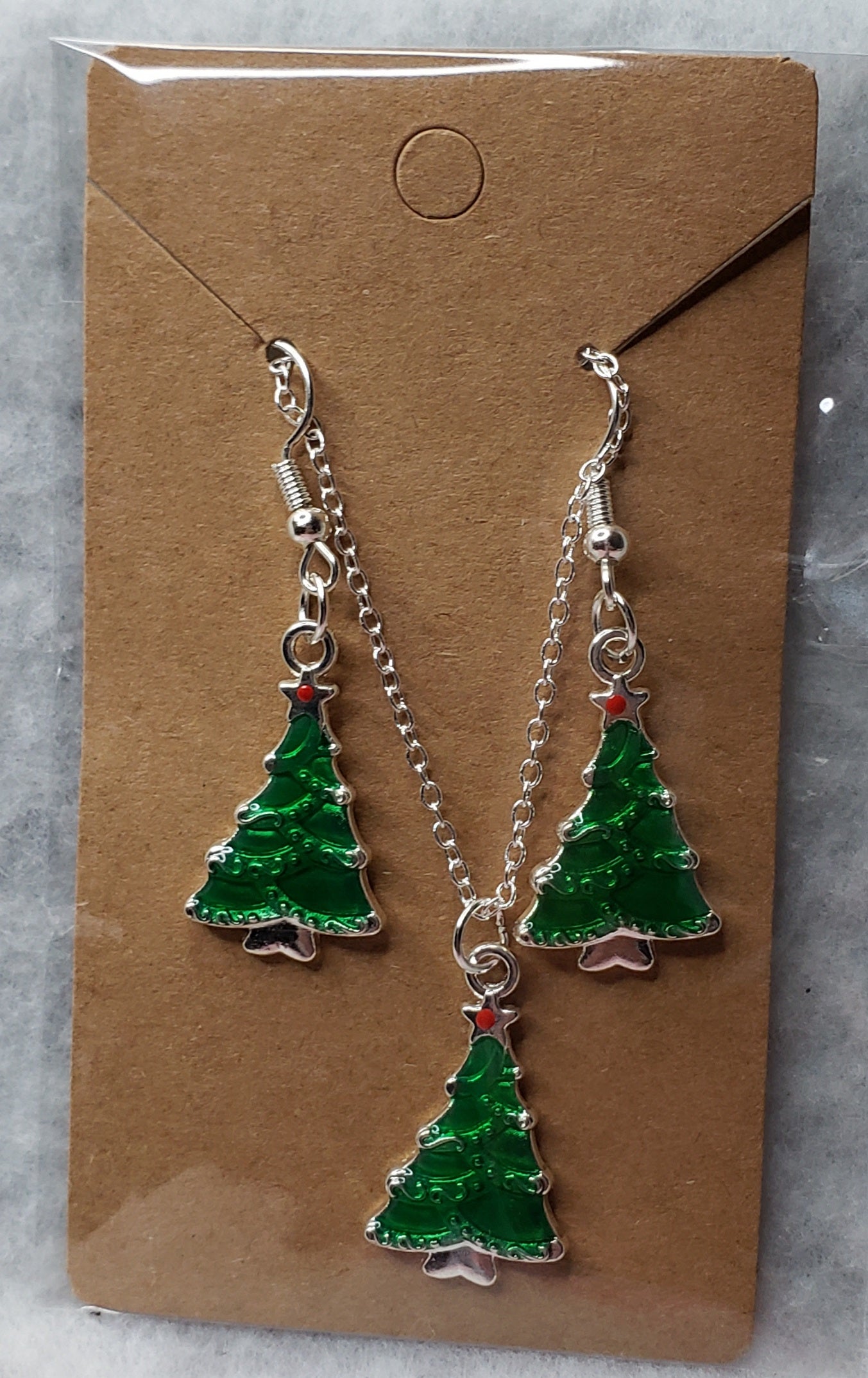 Christmas Earring and Necklace set (On a Silver Plated 18 Inch chain link)