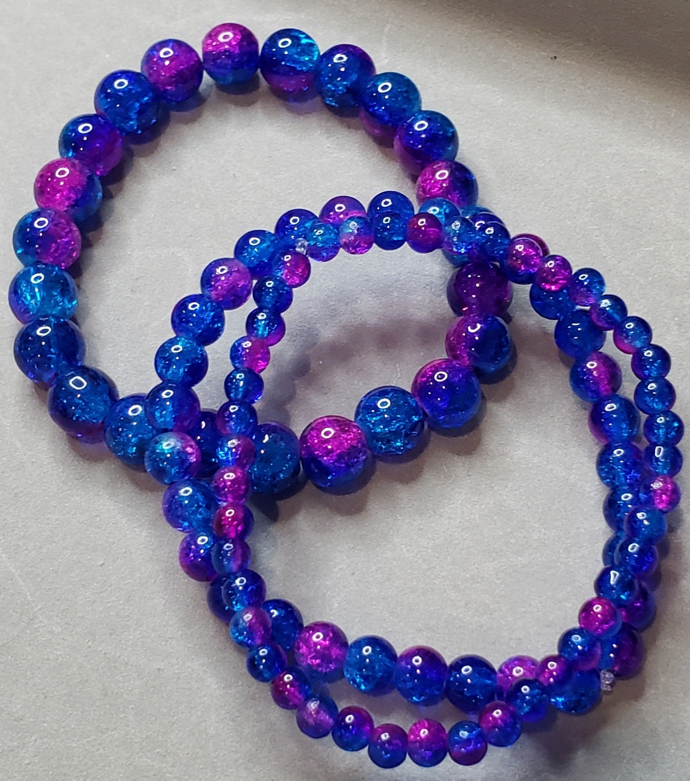 Pink and blue purple Grey crystal beaded bracelets