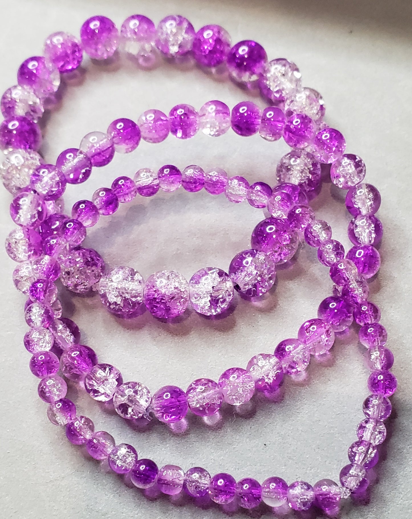 Pink and blue purple Grey crystal beaded bracelets